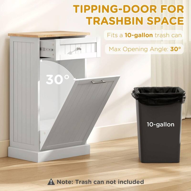 Kitchen Tilt-Out Trash Bin Cabinet, Hidden Bin Recycling Cabinet, Freestanding Trash Can Holder