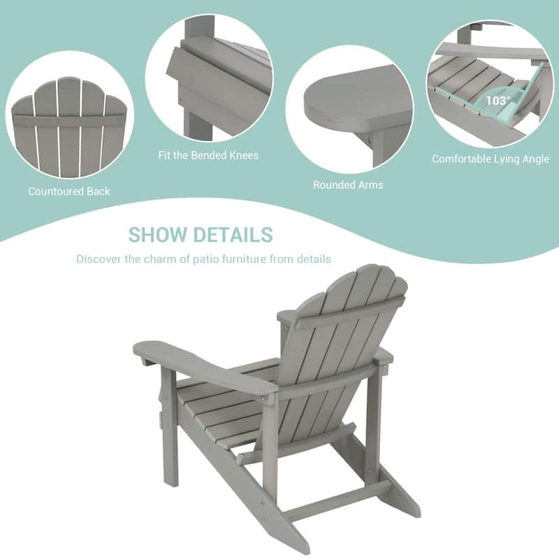 BONOSUKI Outdoor Faux Wood HIPS Patio Adirondack Chair