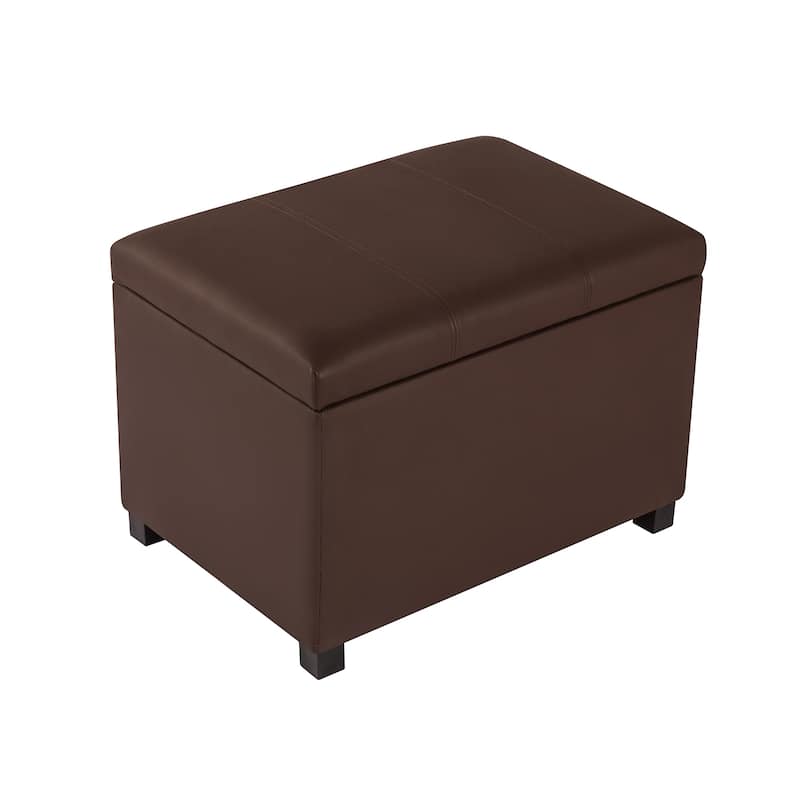 Adeco Faux Leather Storage Ottoman for Living Room Footstool