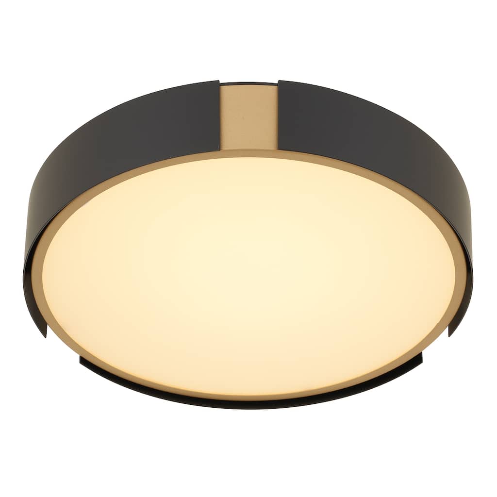 13-in Matte Black with Brass Accent LED Flush Mount
