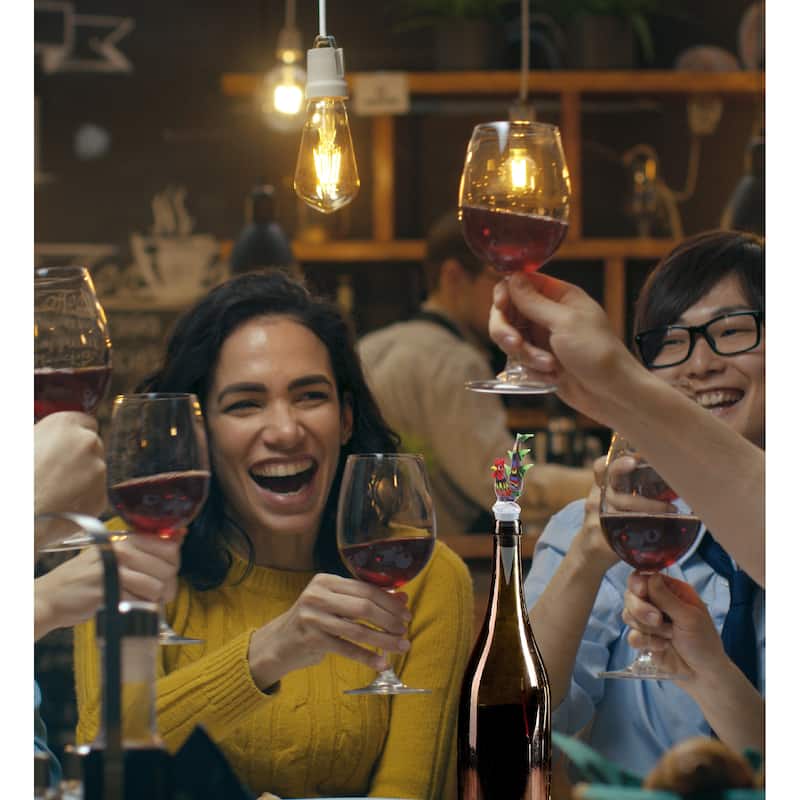 Cheers Rooster Glass Wine Stopper - Elegant Vacuum Seal Reusable - 5 inches