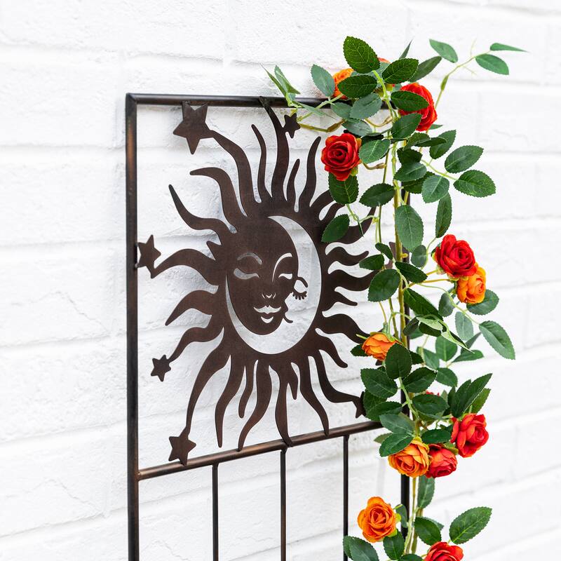Glitzhome 48"H Metal Sun Garden Trellis Plant Climbing Stakes