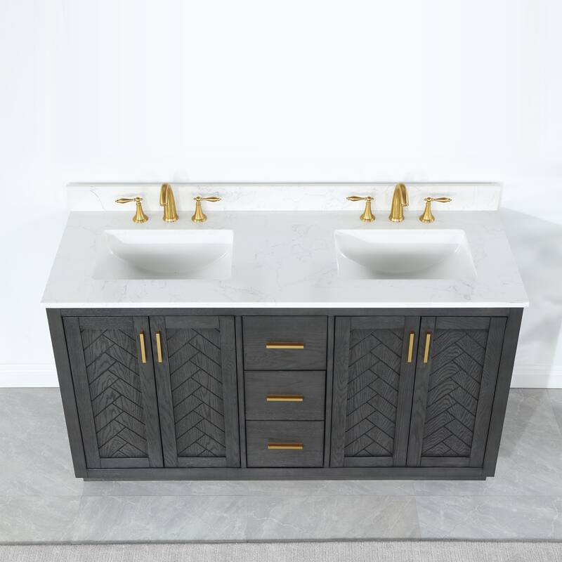 Altair Gazsi Bathroom Vanity with Composite Stone Countertop without Mirror
