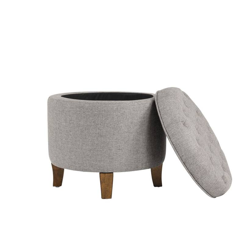 Carson Carrington Hare Button-tufted Round Storage Ottoman