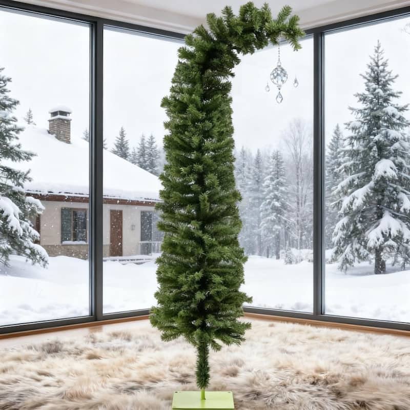 6 Foot Pencil Christmas Tree, Bendable Artificial Christmas Tree with 400 Branch Tips - Green