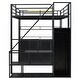 preview thumbnail 12 of 13, Metal Full Size Loft Bed with Storage Staircase and Wardrobe,Kids Bed with Shelves and Lockers for Bedroom