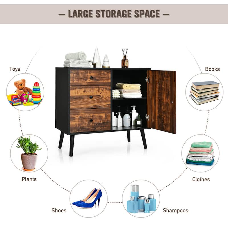 Gymax Storage Cabinet w/Drawer & Side Cabinet 31.5'' Sideboard Dresser - See Details