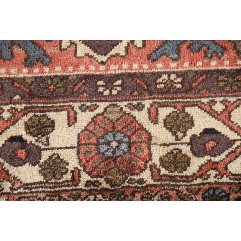 Traditional Bakhtiari Persian Vintage Rug Handmade Beige Wool Carpet - 7'1"x 10'2"