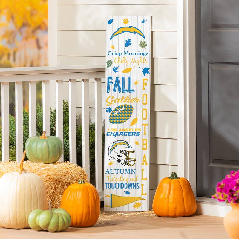 47" Double Sided Seasonal Porch Leaner, Los Angeles Chargers - 47" x 11.25" - Fall