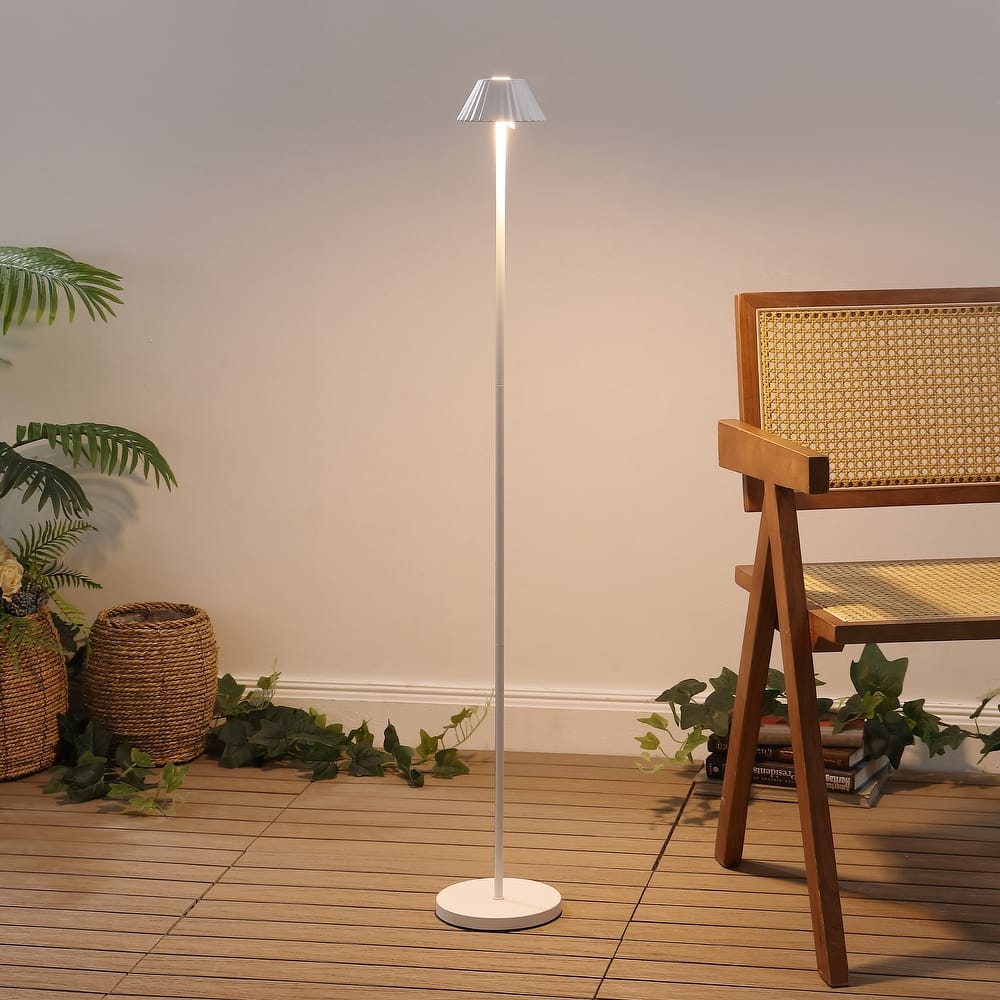 Mallory 44" Cordless LED Floor Lamp, Brown - Dimmable, Indoor/Outdoor