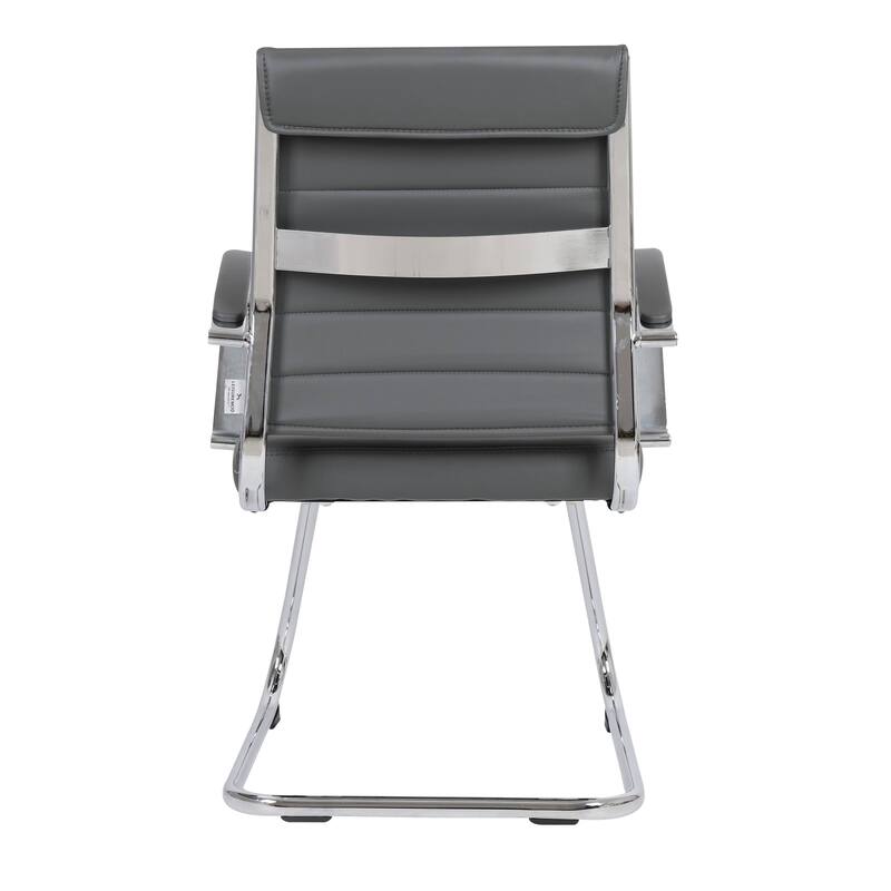 Benmar Modern Leather Office Chair with Stainless Steel Sled Base, Floor Caps, Ergonomic Desk Chair for Home Office or Workspace