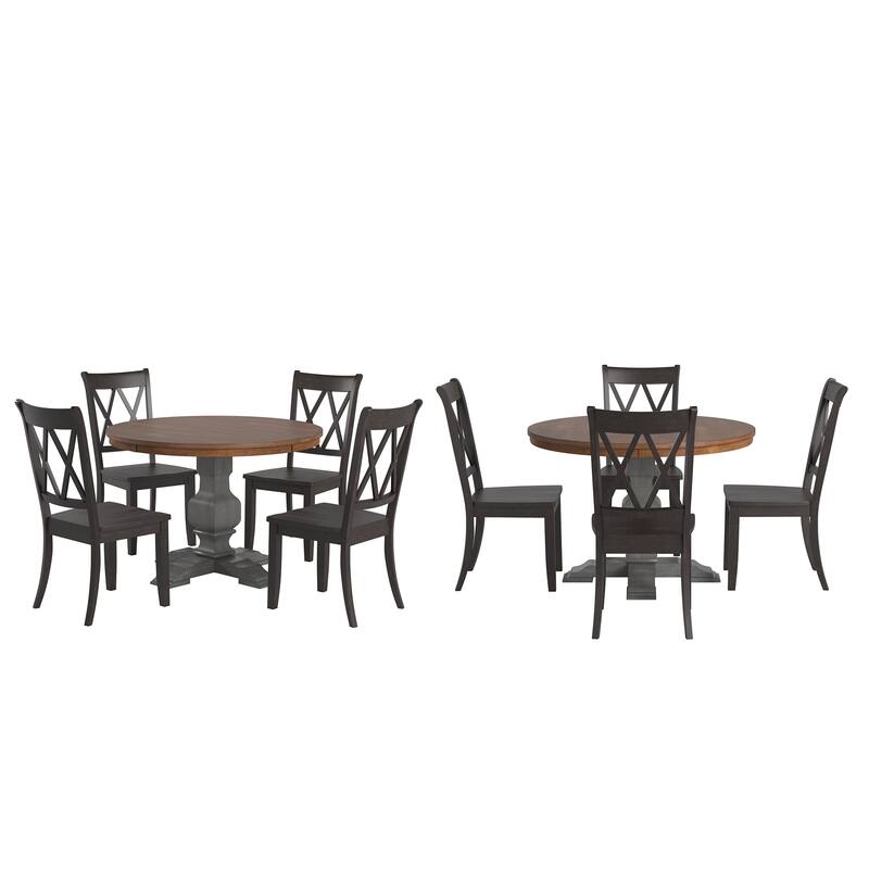 Ronda 45" Round Solid Wood Top Dining Set with X-Back Chairs