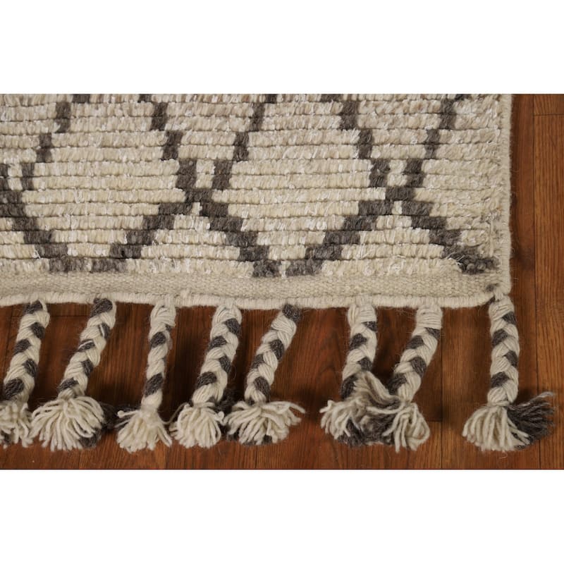 Geometric Moroccan Oriental Rug Hand-Knotted Trellis Wool Carpet - 2'0"x 3'0"