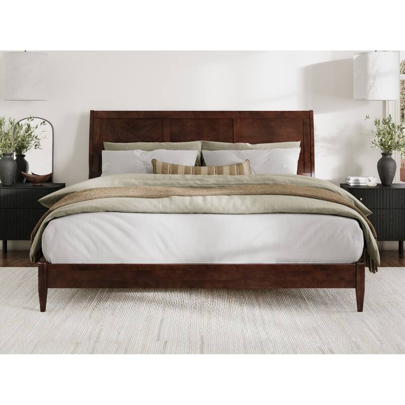 Valencia Solid Wood Low Profile Sleigh Platform Bed