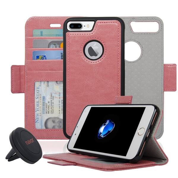 Shop Navor Car Mount And Iphone 7 Plus And Iphone 8 Plus Detachable Magnetic Housing Wallet Case Rfid Protection Apple Logo Hole Overstock 23172478