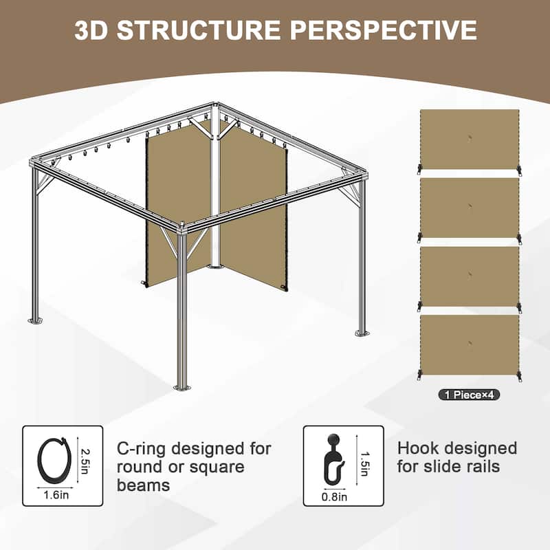 Aoodor 10' x 10' Gazebo Curtain Set，Curtain Only