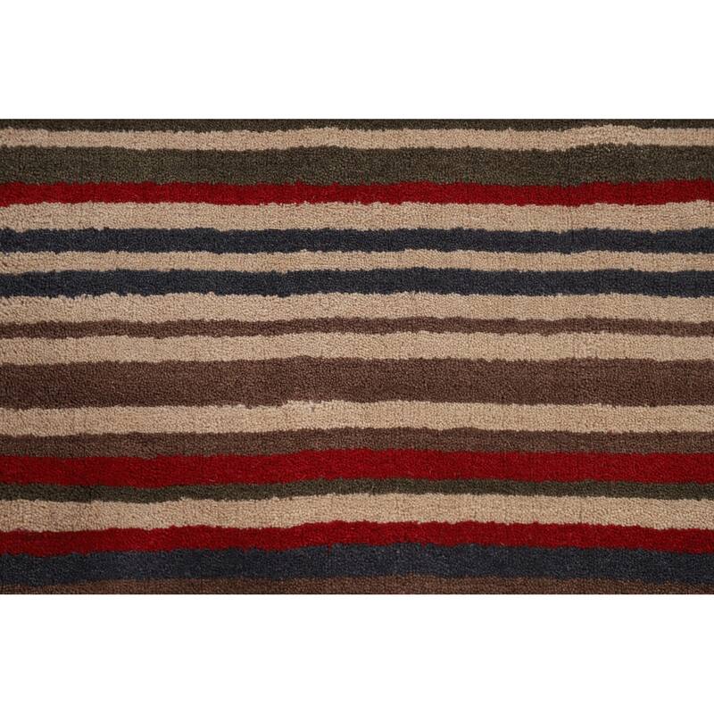 Multi-Color Striped Gabbeh Oriental Area Rug Handmade Wool Carpet - 5'1"x 8'4"
