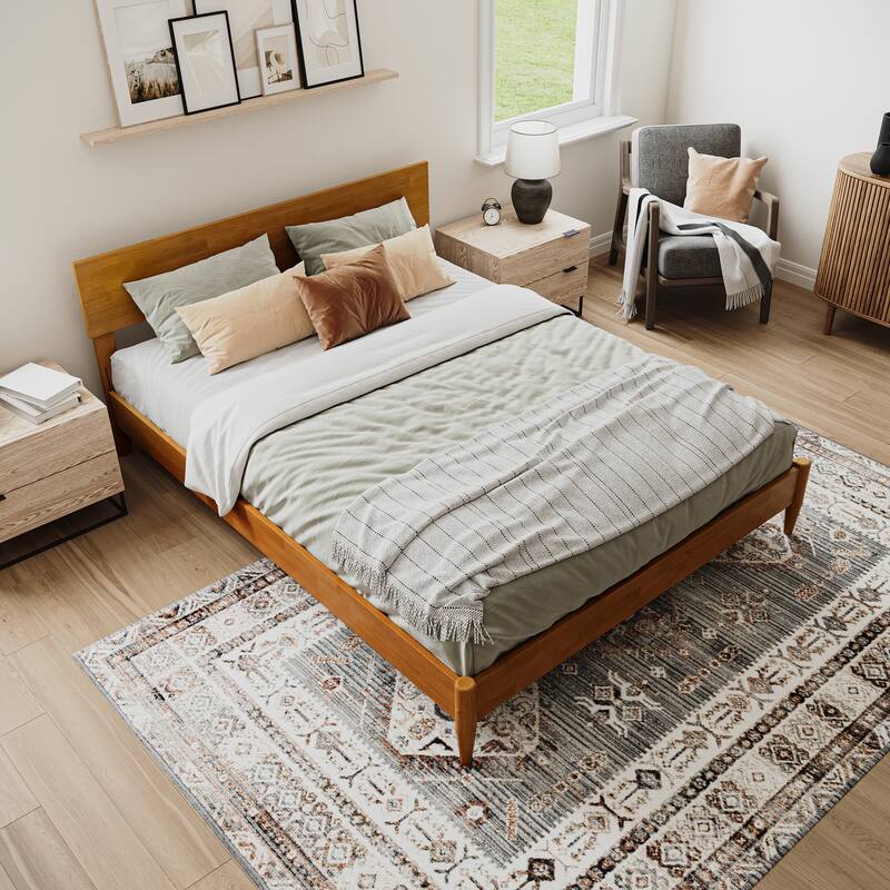 Aria Solid Wood Modern Low Profile Platform Bed