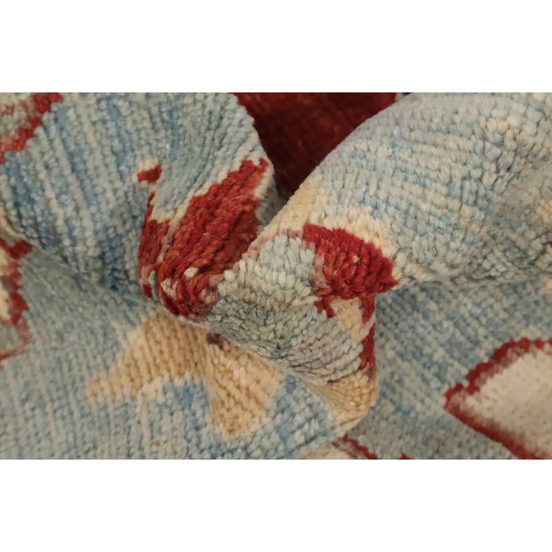 Hand Knotted Oriental 100% Wool Carpet Transitional Floral Beige & Ivories Oushak Area Rug - 9' 0'' X 6' 2''