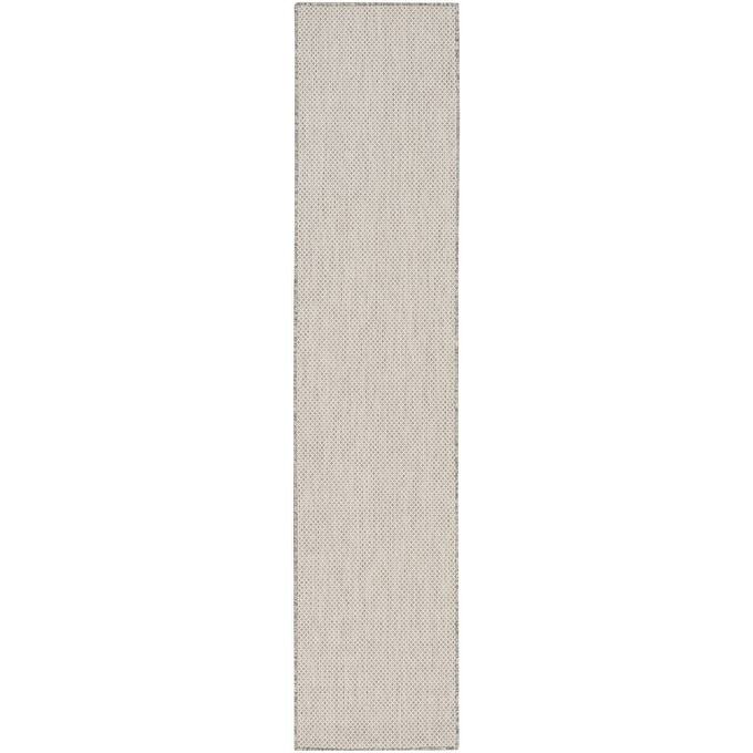 Nourison Courtyard Indoor/Outdoor Modern Geometric Area Rug - 2'2" x 16' - Ivory/Silver