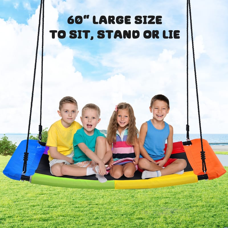Trekassy 440lbs Heavy Duty Swing Sets for Backyard with 60" Large Platform saucer Swing