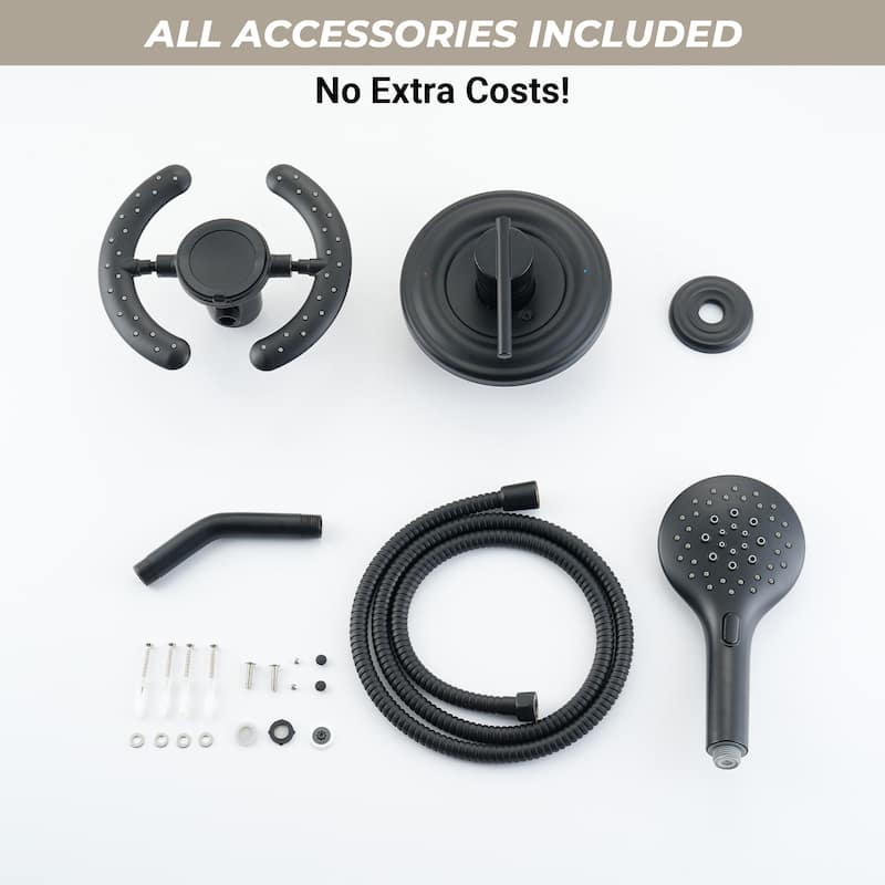 Magnetic 2-in-1 Rainfall Shower System - 4-Spray 7.5 in. Wall Mount Dual Fixed and Handheld Shower Head in Matte Black