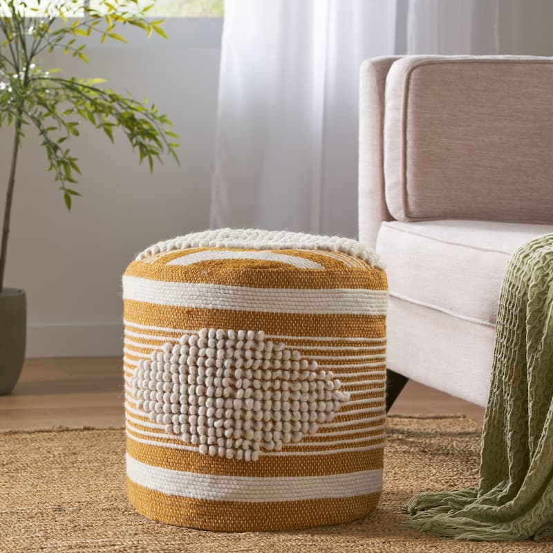 Lucknow Indoor Handcrafted Cylinder Pouf by Christopher Knight Home