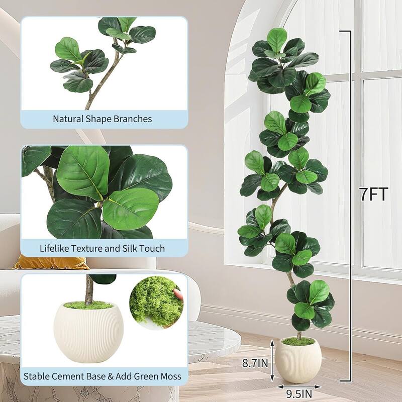 Fiddle Leaf Fig Artificial Tree, Fake Floor Plant for Home Decor