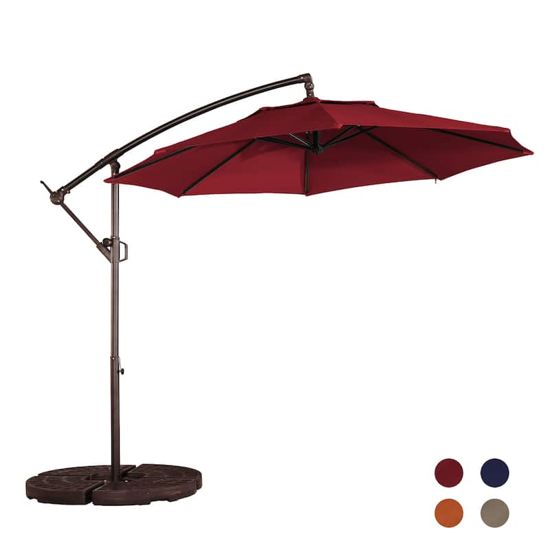 Clihome 10Ft Patio Offset Cantilever Umbrella Hanging Canopy Umbrella
