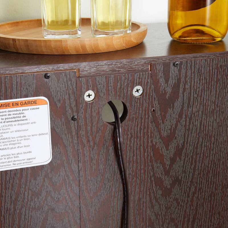 GDF Studio - American Retro Curio Cabinet with Lighted Display & Mirrored Back