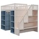 preview thumbnail 11 of 13, Full Size Loft Bed with 2 Four-layer Storage Cabinets and Curtain