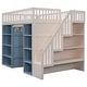 preview thumbnail 11 of 13, Full Size Solid Wood Loft Bed with Storage Cabinets and Curtain