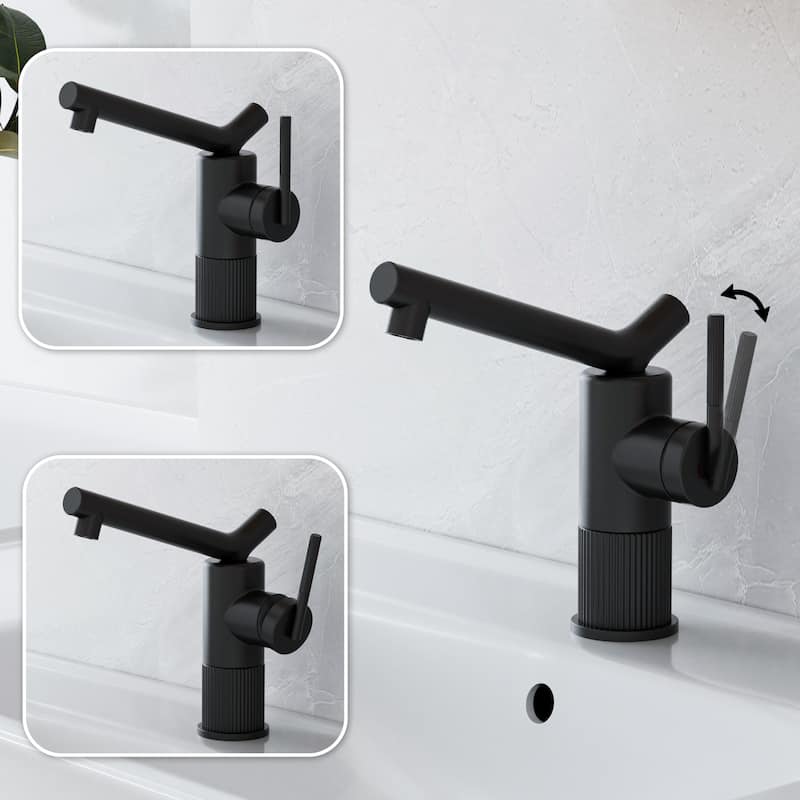 8"H Solid Brass Creative Single Handle Single Hole Bathroom Sink Faucet