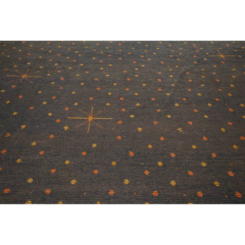 Striped Grey Moroccan Large Modern Area Rug Handmade Wool Carpet - 11'9"x 18'11"