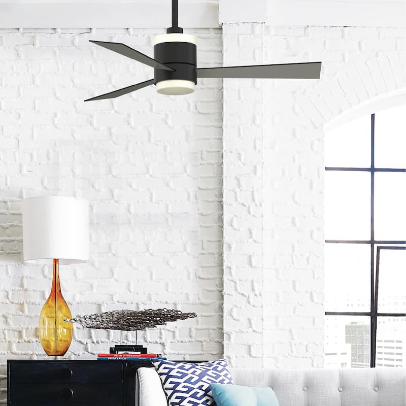 Fanimation Studio Collection Upright 48 inch Black Ceiling Fan with LED Light and Remote