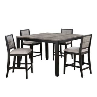 5 Piece Counter Height Dining Table Set with Extension Leaf in Grey and ...