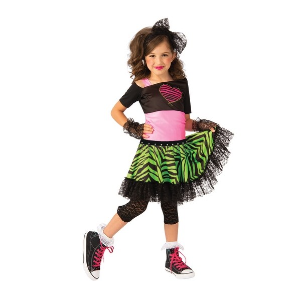 Neon Pink Zebra GIRLS CHILD Costume Size L Large 12-14 NEW