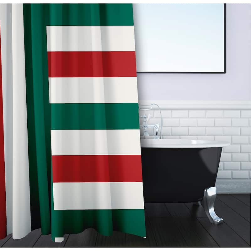 Christmas Stripes Shower Curtain