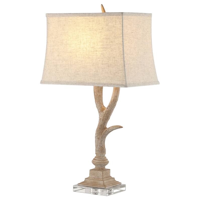 Watts 29.5" Rustic Resin/Crystal LED Table Lamp, Brown/Clear by JONATHAN Y