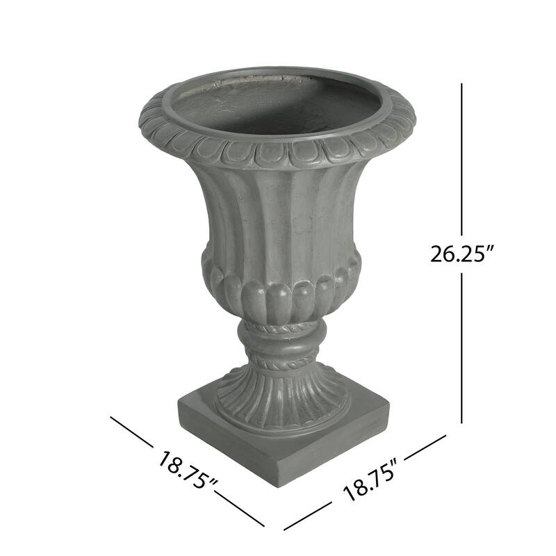 Classic Elegant Gray Urn Planter Pot for Patio Garden and Living Room
