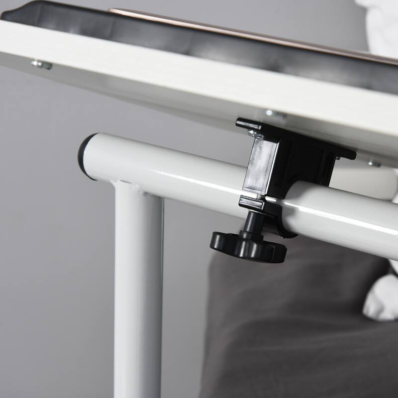 HOMCOM Modern End/Side Table for the Living Room or Bedroom with a 360-deg Adjustable Height Tabletop & 2 Storage Drawers