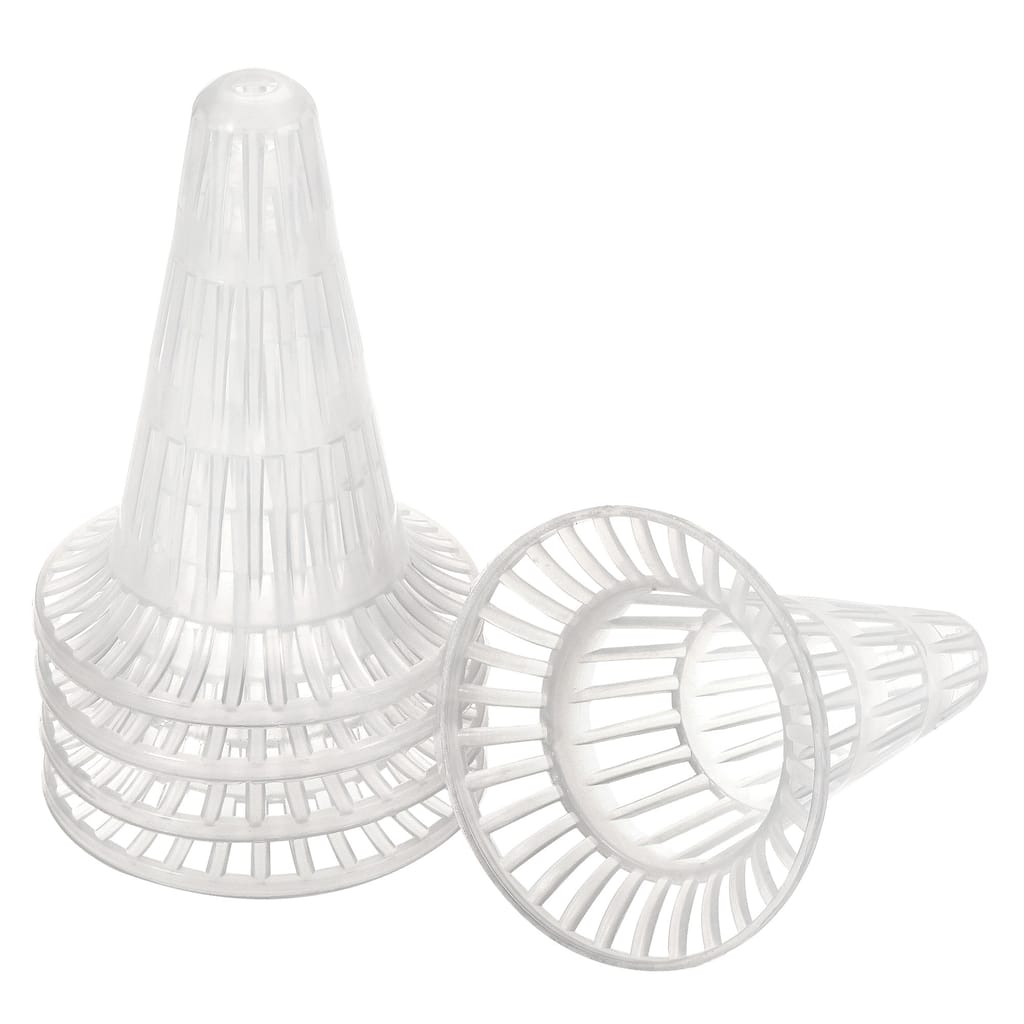 5pcs Cone-Shape Flowerpot Hole Mesh Pad Bottom Drainage 94x74mm Clear