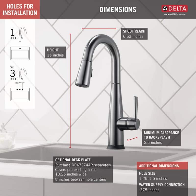 Delta Essa Pull-Down Bar/Prep Faucet with On/Off Touch Activation and