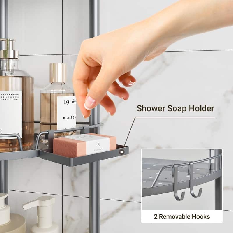 Corner Shower Caddy Standing - 9.6"D x 9.6"W x 30.9"H