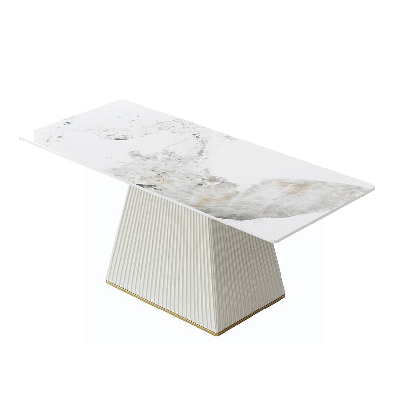 Elegant Faux Marble Dining Table Slate Panel Kitchen Table With Square Pedestal