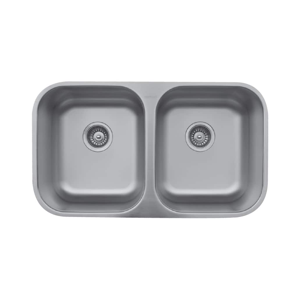 Karran Undermount Stainless Steel 32 in. 50/50 Double Bowl Sink