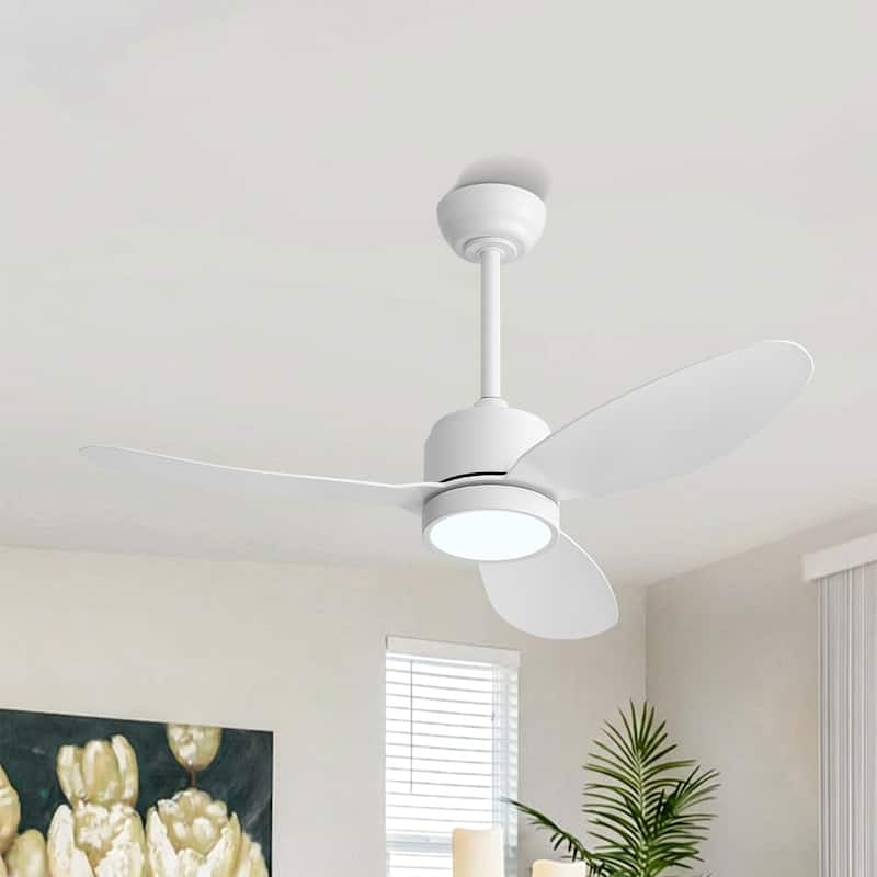 MLiAN 42 in 3 ABS Blades Indoor and Outdoor Ceiling Fan with Integrated LED and Remote Downrod