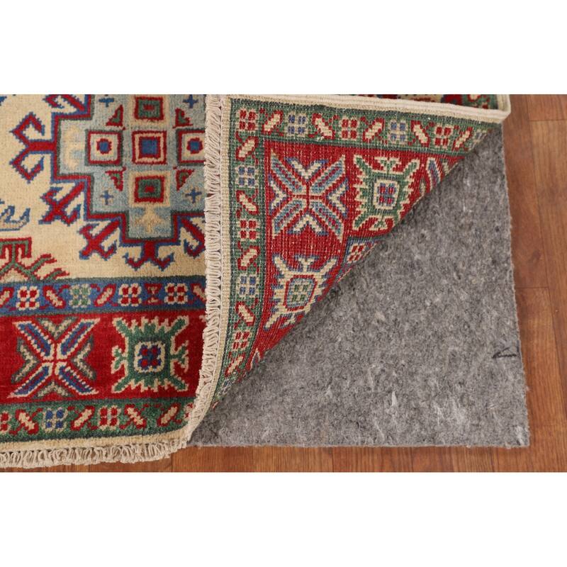 Kazak Foyer Rug Hand-Knotted Oriental Beige Wool Carpet - 2'8" x 4'1"