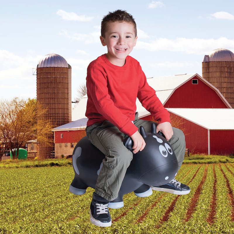 Toddler Boys and Girls Farm Hopper Bounce Toy, Black Cow
