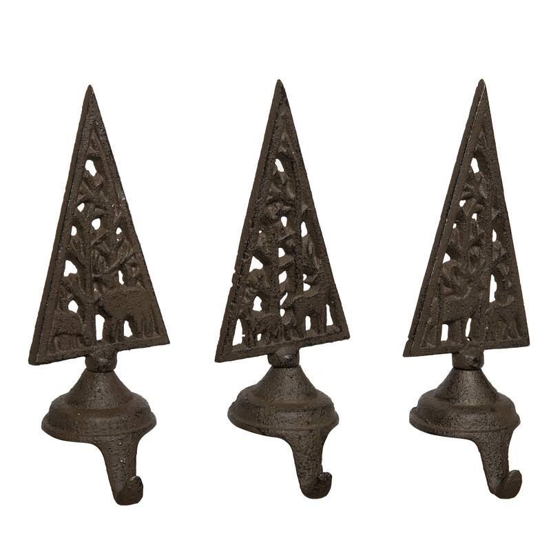 Transpac Cast Iron Reindeer Stocking Holder Set of 3 Christmas Home Decorations